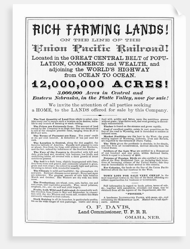 Poster Advertising Land On Union Pacific by Anonymous