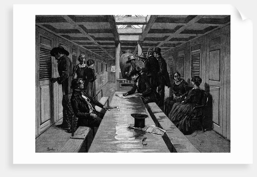 Men And Women In Steamer Cabin by Anonymous