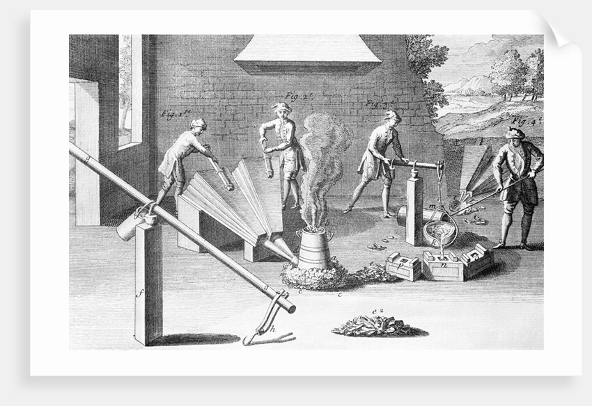 18th-Century Engraving of Iron Casting by Anonymous