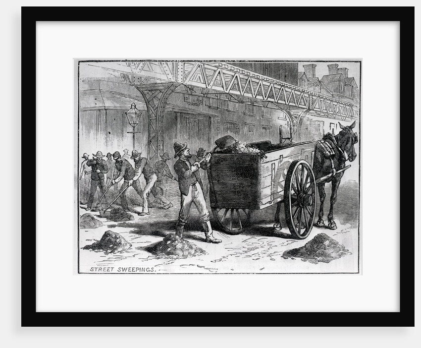 Man Shovels Garbage Into Cart; Woodcut by Anonymous
