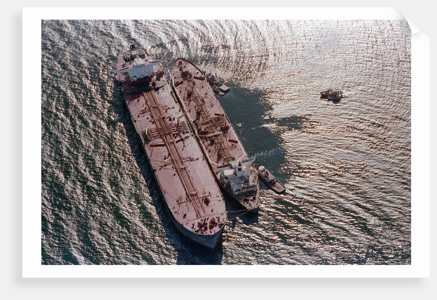 Tanker Pumping Oil From Exxon Valdez by Anonymous