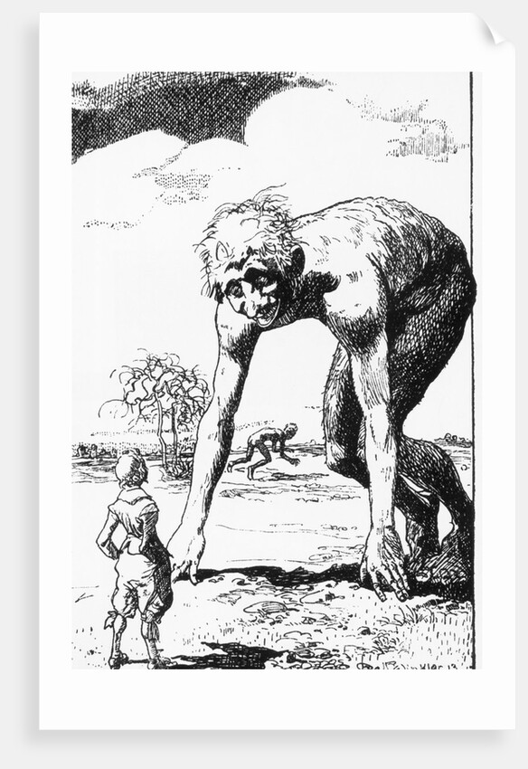 Illus. Of Man Encountering Lunar Giants by Anonymous