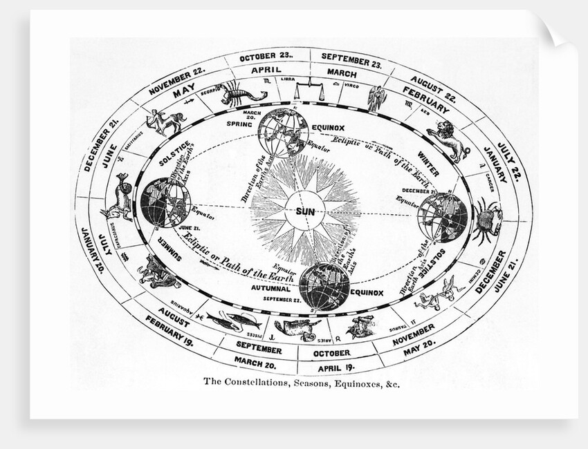 Zodiac W/ Seasons & Equinoxes; Woodcut by Anonymous