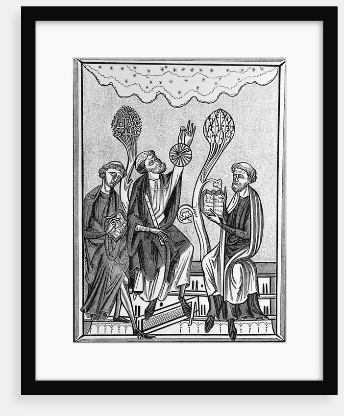 Medieval Illus. Of 3 Men Observing Sky by Anonymous