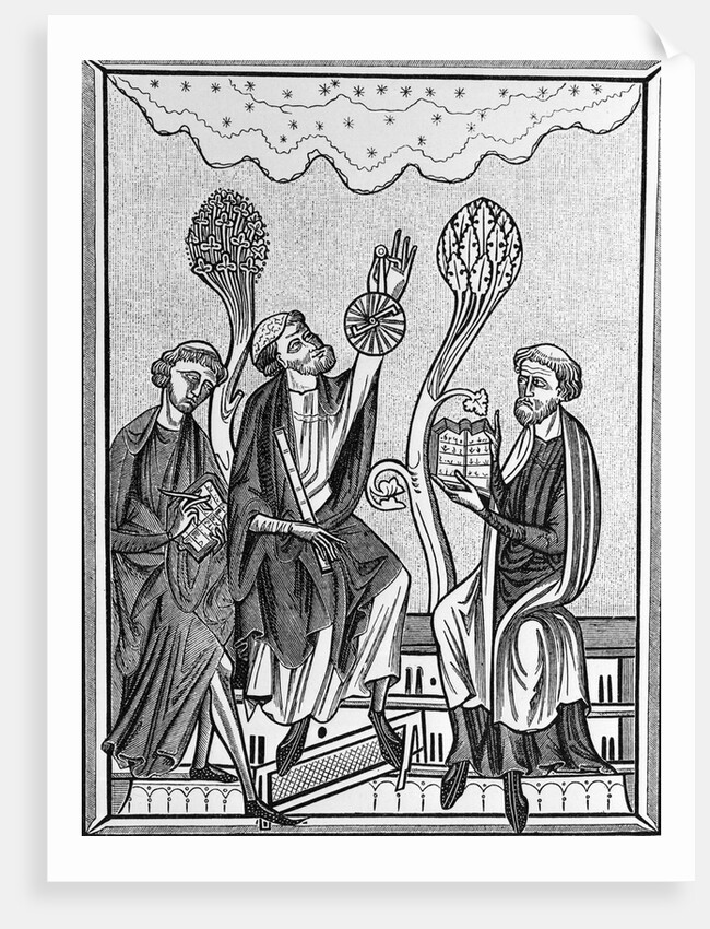 Medieval Illus. Of 3 Men Observing Sky by Anonymous