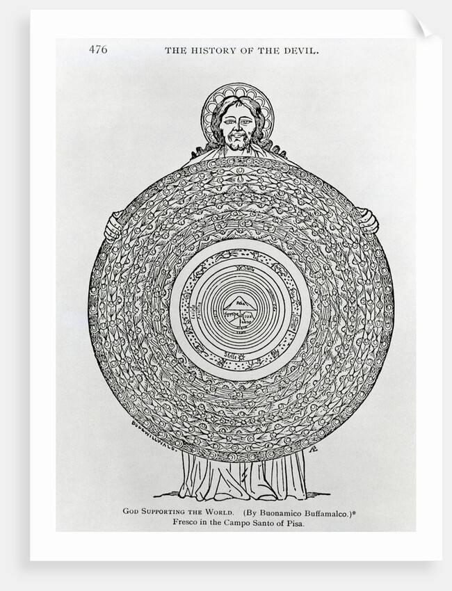 God Figure Holding Disc-Shaped World by Anonymous