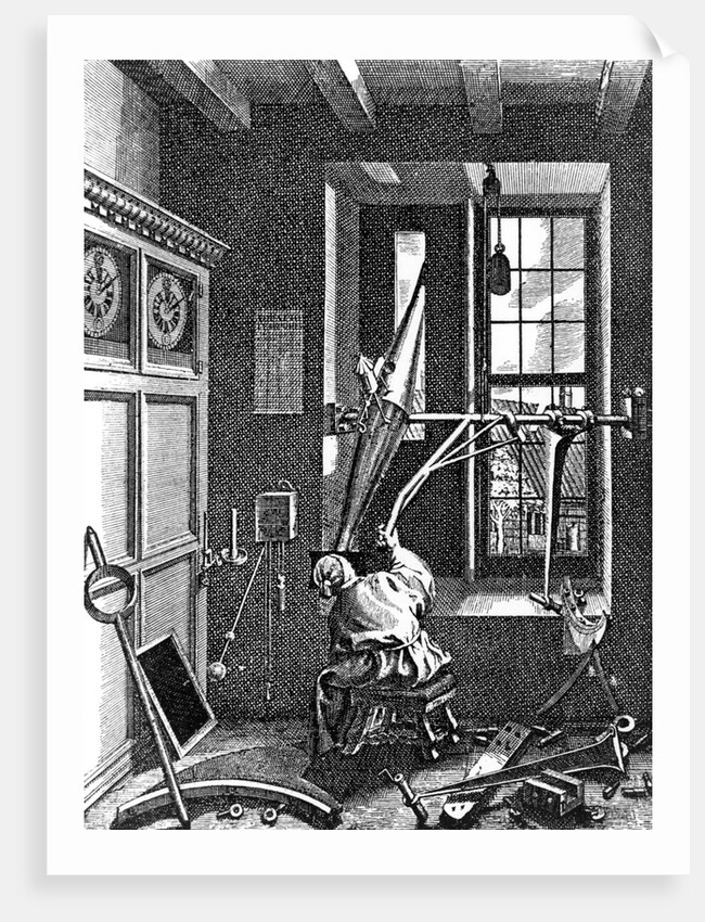 Engraving of Ole Roemer Using His Meridian Circle by Anonymous