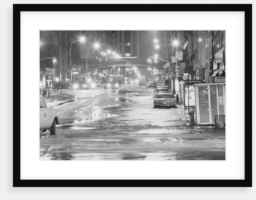 Night Flood In Midtown Street W/Cars by Anonymous
