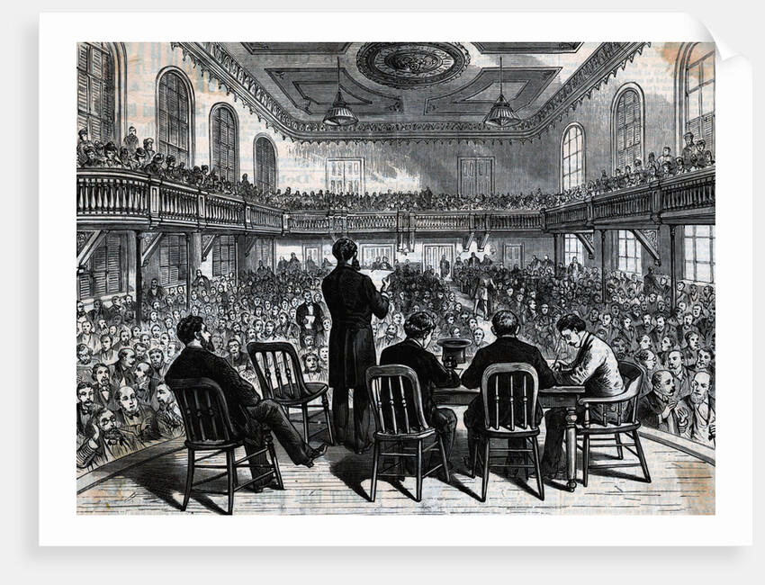 Woodcut Audience Listens To Speaker by Anonymous