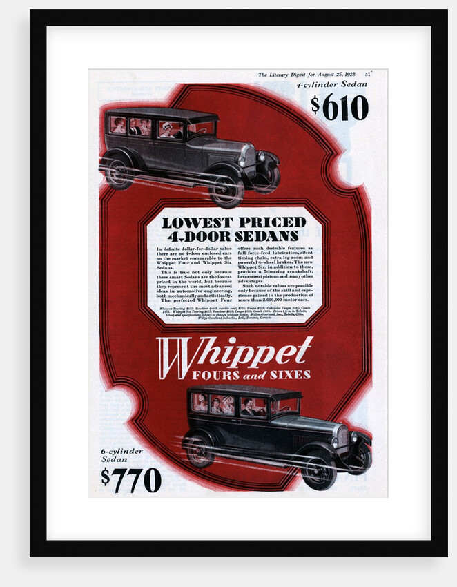 Color Advertisement for Whippet Cars with Full Cars by Anonymous