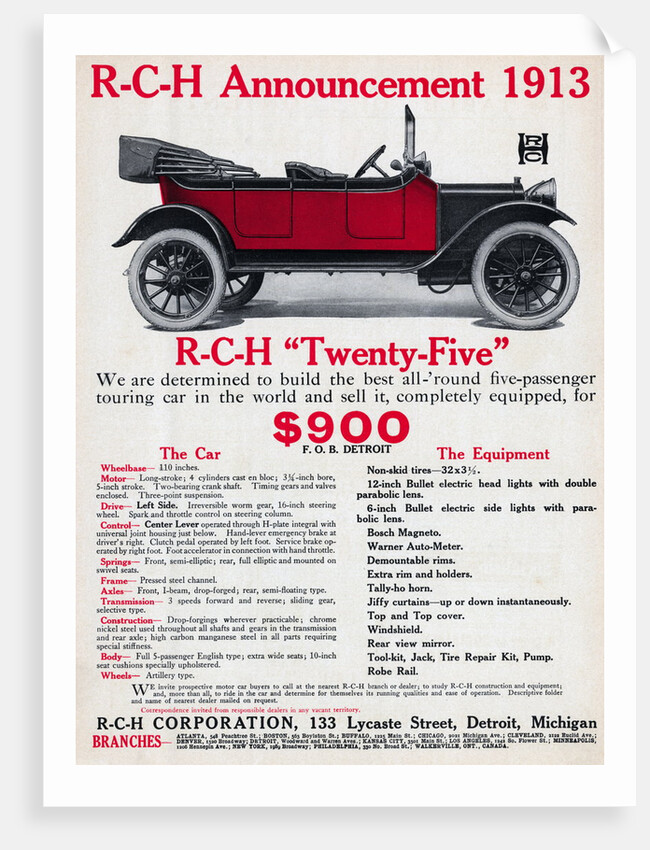 Color Advertisement for Early R-C-H Convertible by Anonymous