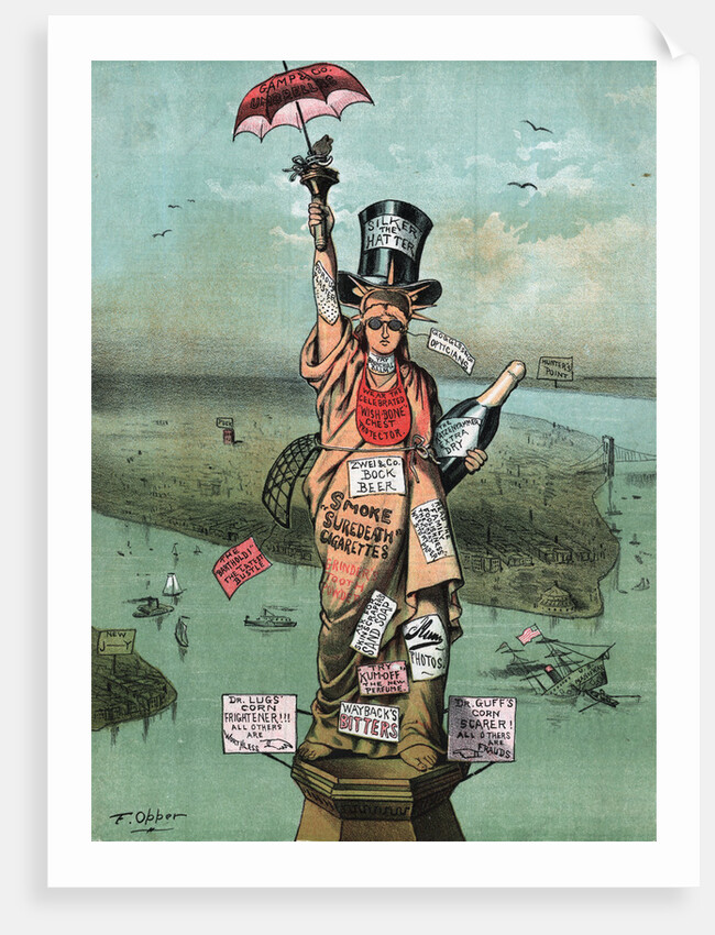 Cartoon, Statue Of Liberty with Advertising by Anonymous