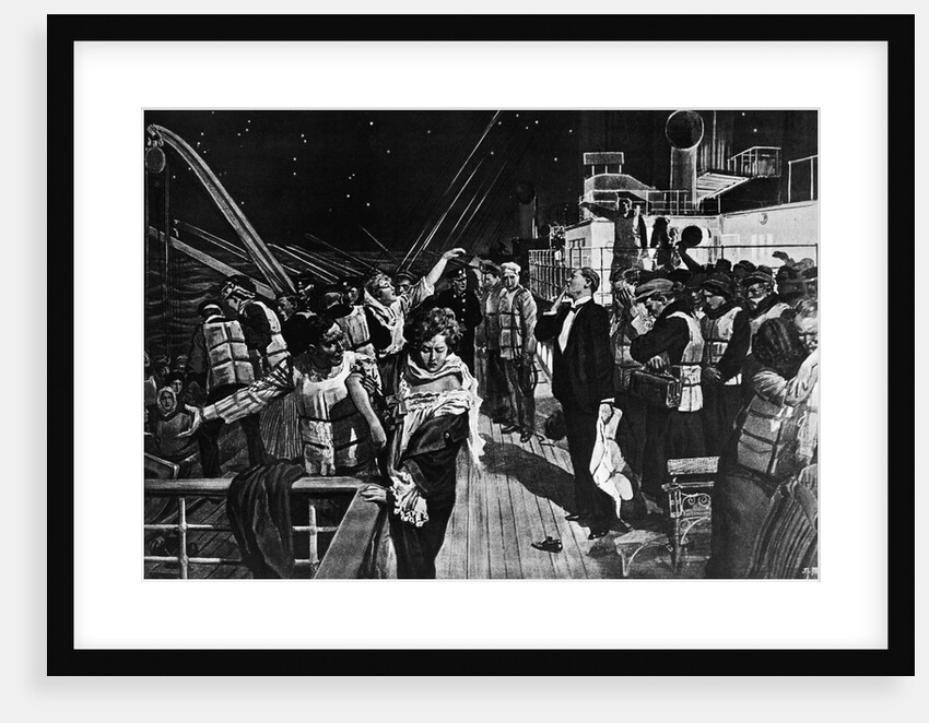 Illustration of Women and Children Boarding Titanic Lifeboats by Anonymous
