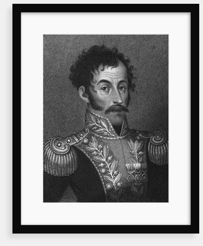 Aquatint Portrait of Simon Bolivar by Anonymous
