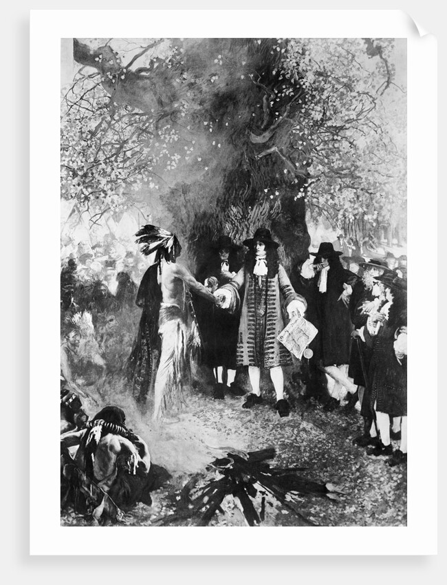 Painting of William Penn Shaking Hands with Lenape Leader by Anonymous