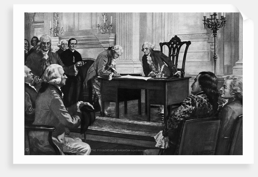 Washington Watching Man Sign Constitution by Anonymous