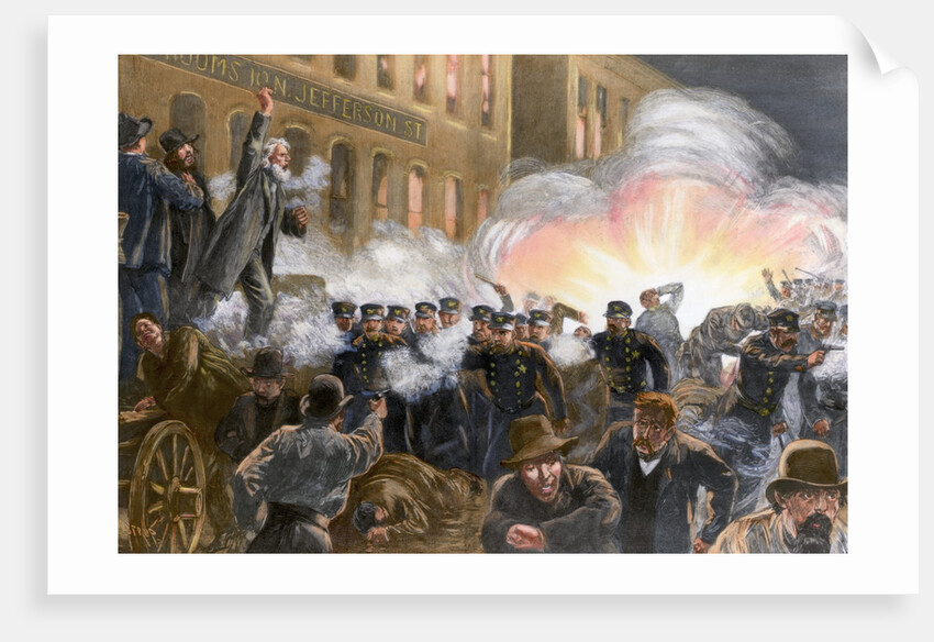 Illustration of Haymarket Riot in Chicago by T. de Thulstrup