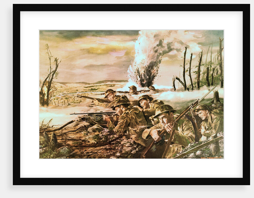 Painting of U.S. Army Soldiers in Action near Mezy by Harry Everett Townsend