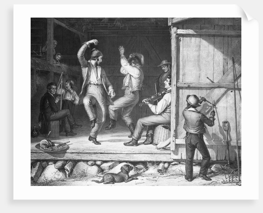 Two Men Barn Dancing With Fiddler by Anonymous