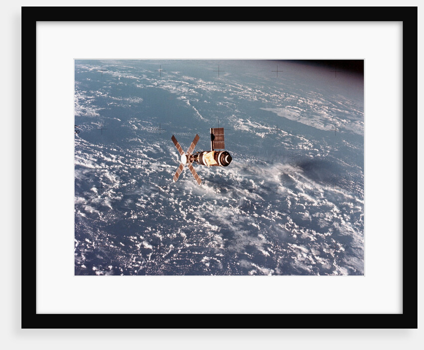Skylab Space Station in Orbit Over Earth by Anonymous