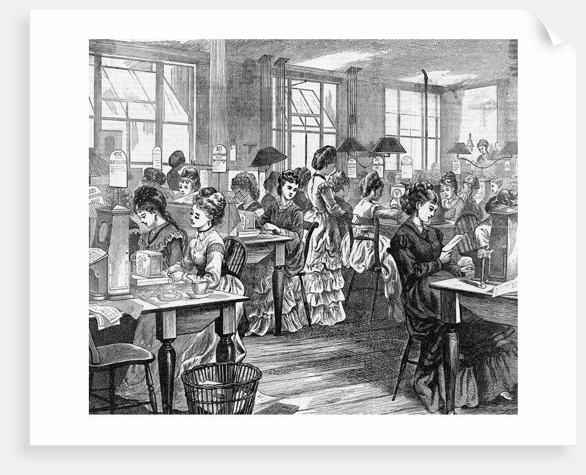 Illustration of Women Working in Telegraph Office by Anonymous