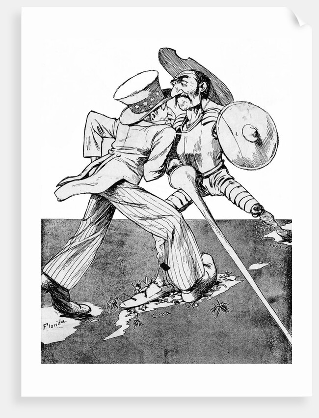 Uncle Sam and Don Quixote Face Off on Cuba by Anonymous