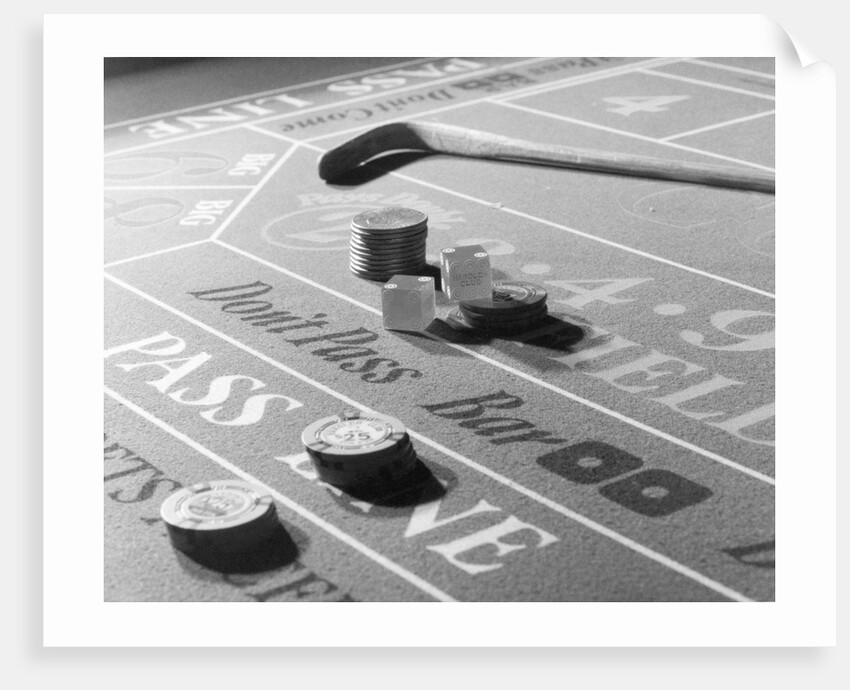 Chips & Dice on a Gambling Table by Anonymous