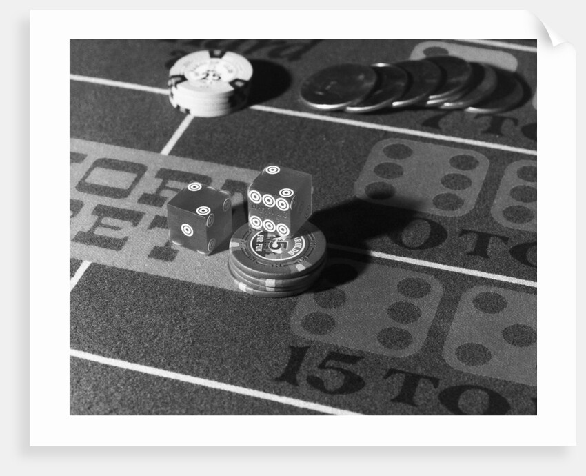 Chips and Dice on Craps Table by Anonymous