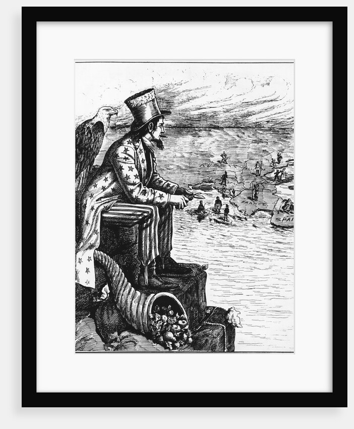 Political Cartoon of Uncle Sam Viewing Europe from Pedestal by Anonymous