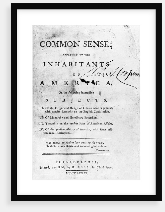 Title Page from Thomas Paine's Common Sense by Anonymous