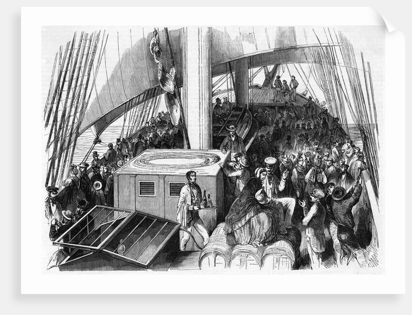 Illustration of Immigrants on Ship Deck by Anonymous