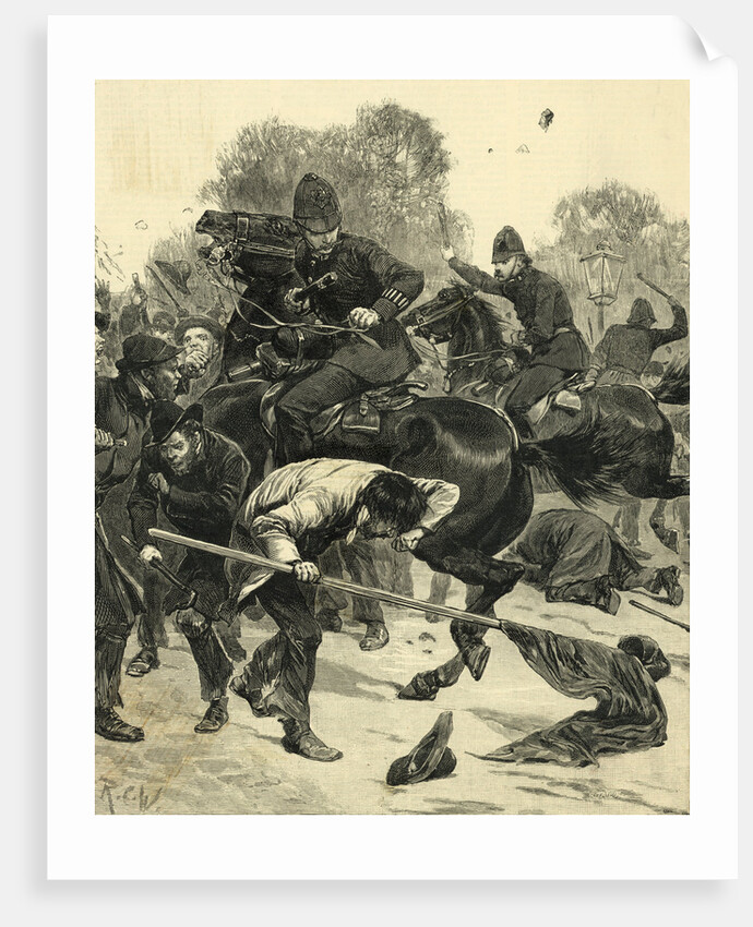 Mounted Police Tangle with Mob by Anonymous