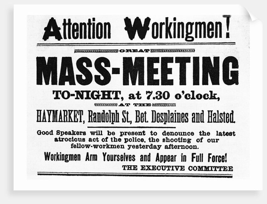 Poster for Haymarket Mass Meeting by Anonymous