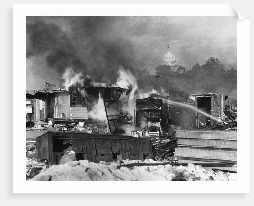 Shacks of Bonus Army Burning in Washington DC by Anonymous