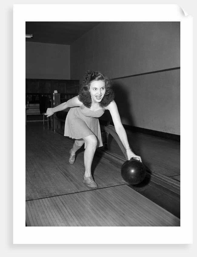Young Woman Bowling by Anonymous