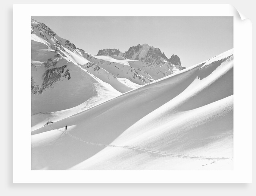Lone Skier Shadowed by Mont Blanc