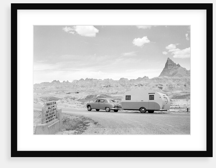 Automobile & Trailer On Badlands Highway by Anonymous