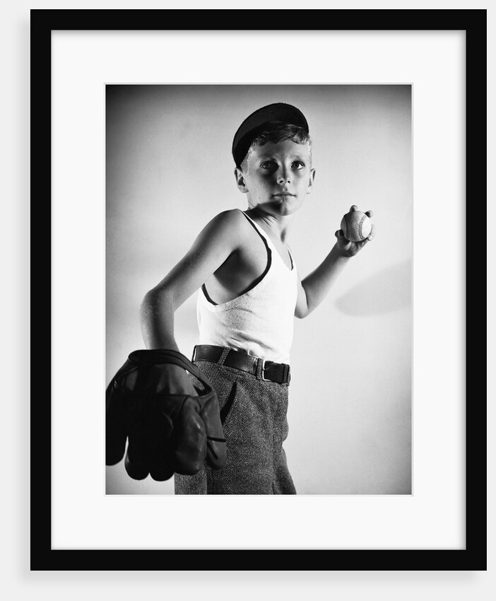 Boy with Baseball and Glove by Anonymous