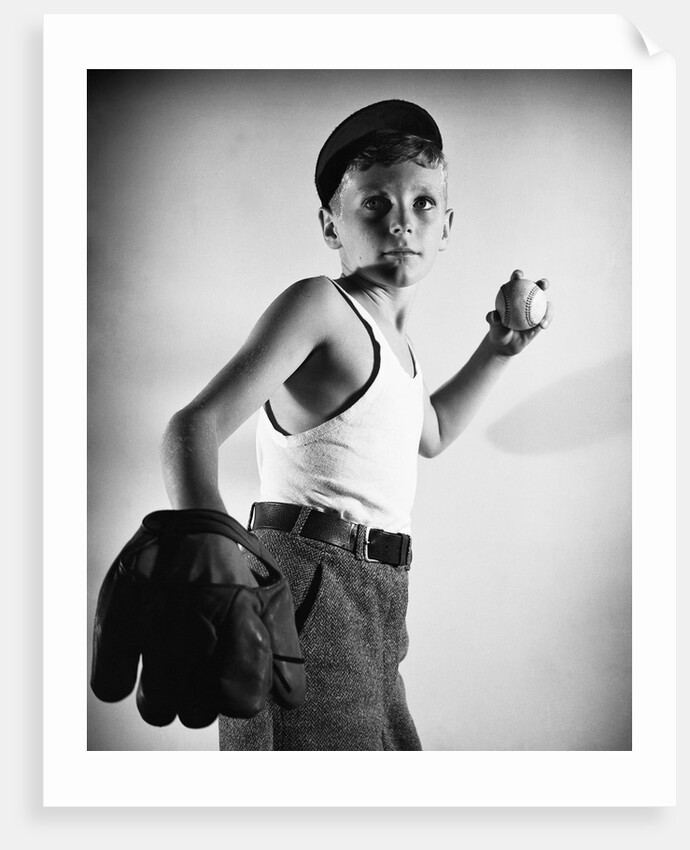 Boy with Baseball and Glove by Anonymous