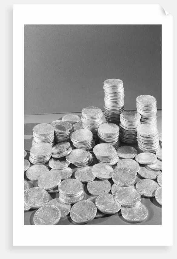 Stacks Of American Silver Dollars by Anonymous