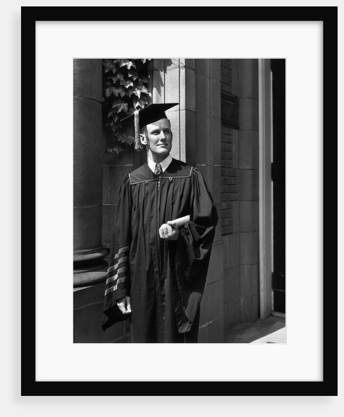 Princeton University Graduate in Gown and Mortarboard by Anonymous