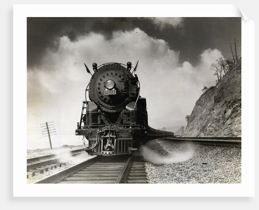 Steam Locomotive Chugging Down Track by Anonymous
