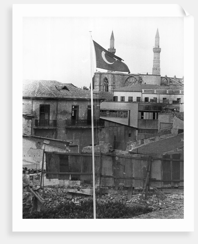 Turkish Flag Stands In Nicosia Ruins by Anonymous
