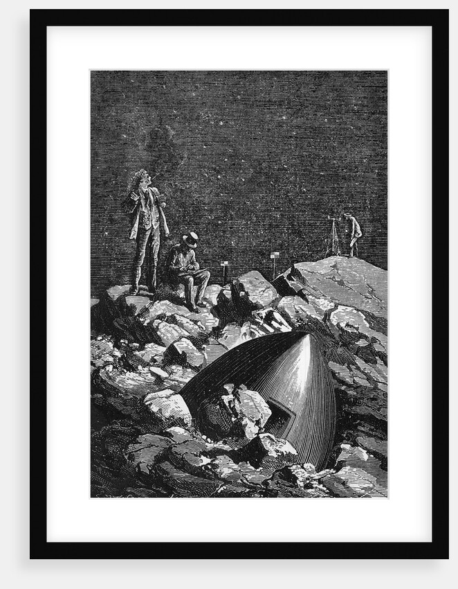 Illus. Of Men On Rocks W/Crashed Craft by Anonymous