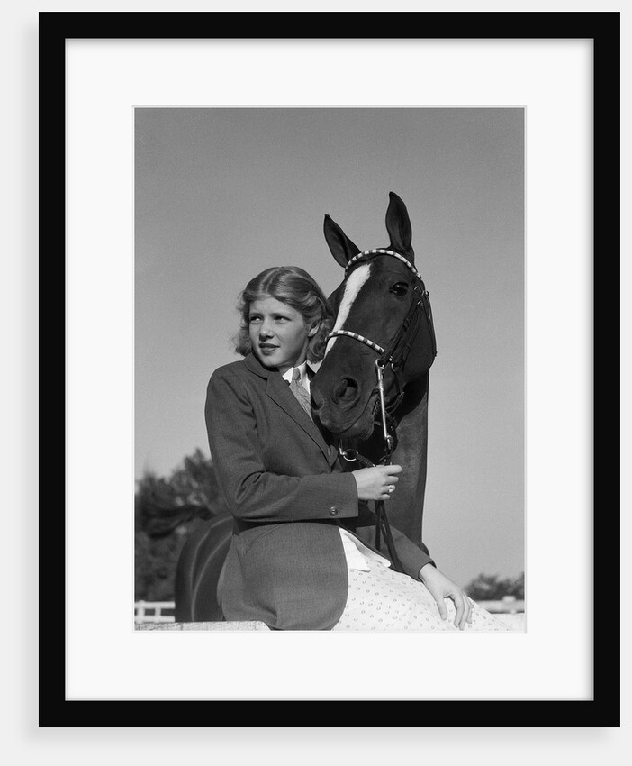 Teenage Girl with Her Horse by Anonymous