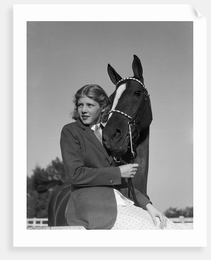 Teenage Girl with Her Horse by Anonymous