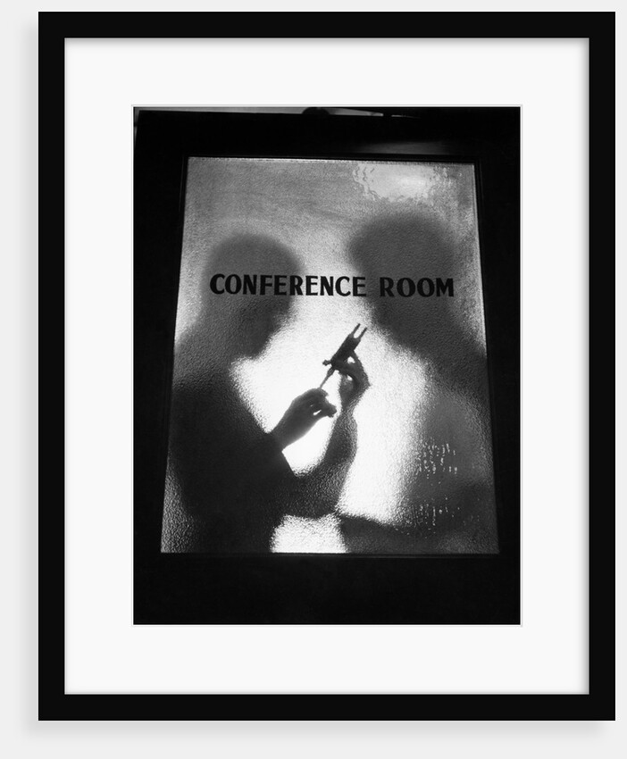 Two Men Behind Conference Room Door by Anonymous