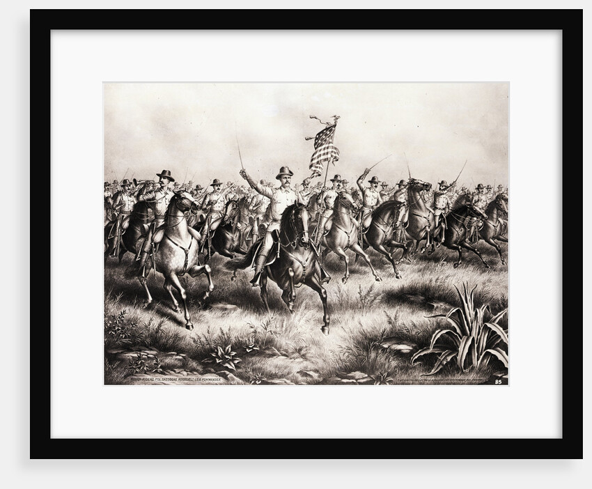 Lithograph of Theodore Roosevelt and the Rough Riders Charging San Juan Hill by Anonymous