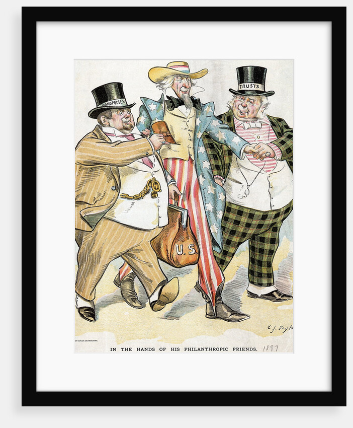 Illustration of Trusts & Monopolies Pickpocketing Uncle Sam by J.C. Taytor