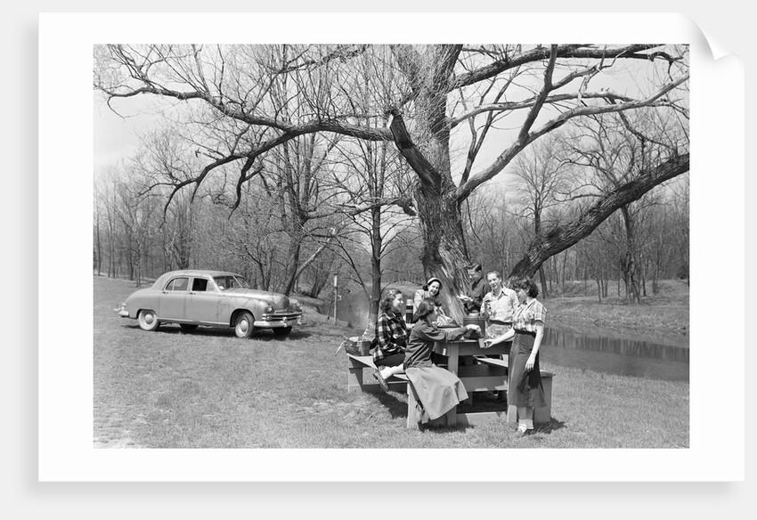 Family Having a Picnic by Anonymous